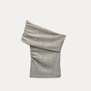 Zara Textured Asymmetric Top in Brown/Taupe